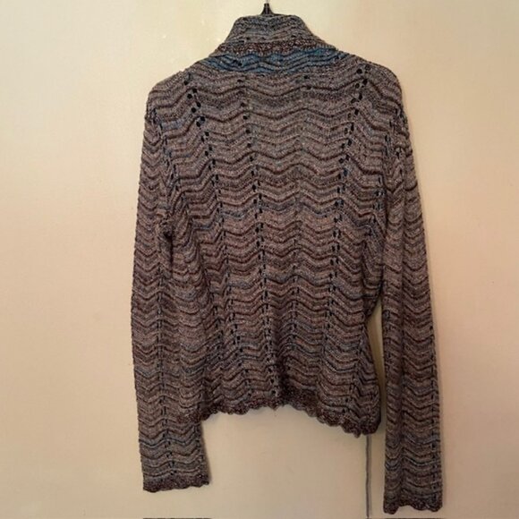 PROMOD - ZIGZAG SWEATER-KNIT SHAWL COLLAR WRAP CARDIGAN - Picture 4 of 5